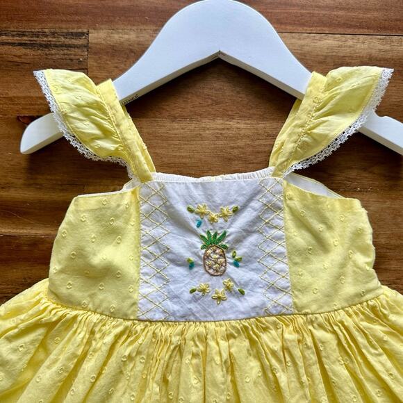 Well Dressed Wolf Yellow Pineapple Embroidered Cameron Sleeveless Lace Dress 3T - Picture 3 of 8